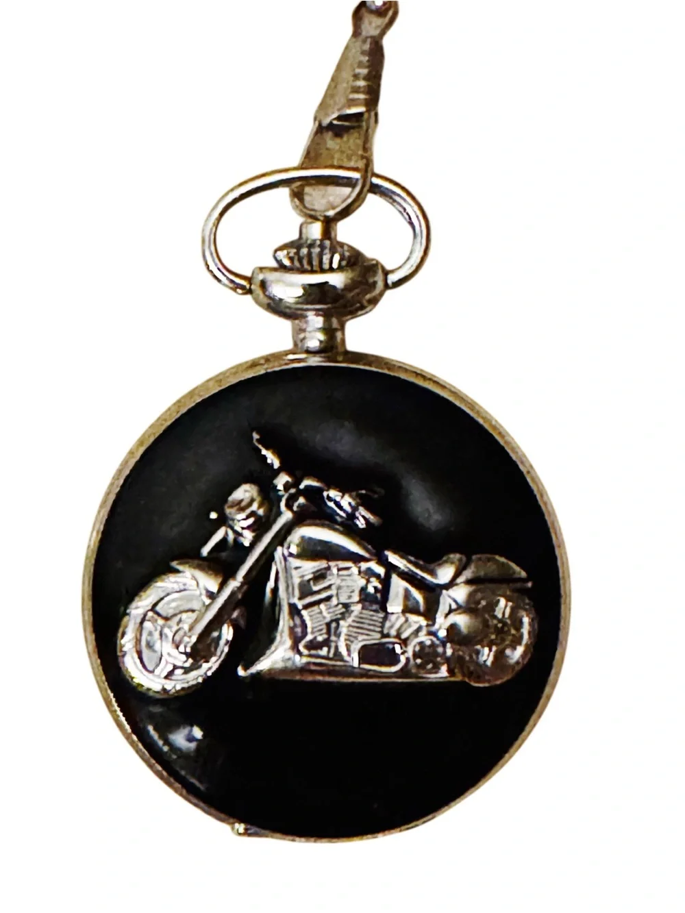 Vintage Hanslin Motorcycle Pocket Watch with Chain